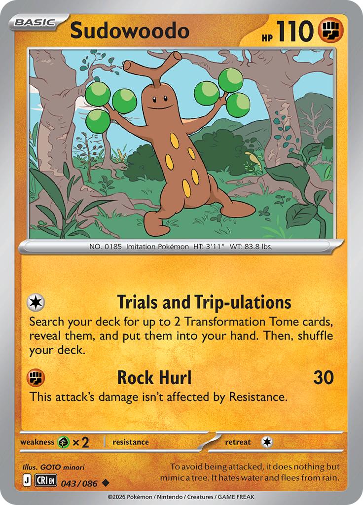 Pokémon-kaart Sudowoodo 043/086 Uncommon uit de set Chaos Rising Main image