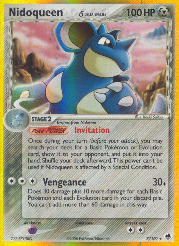 Pokémon-kaart Nidoqueen δ 7/101 Holo Rare uit de set EX Dragon Frontiers Image principale du produit