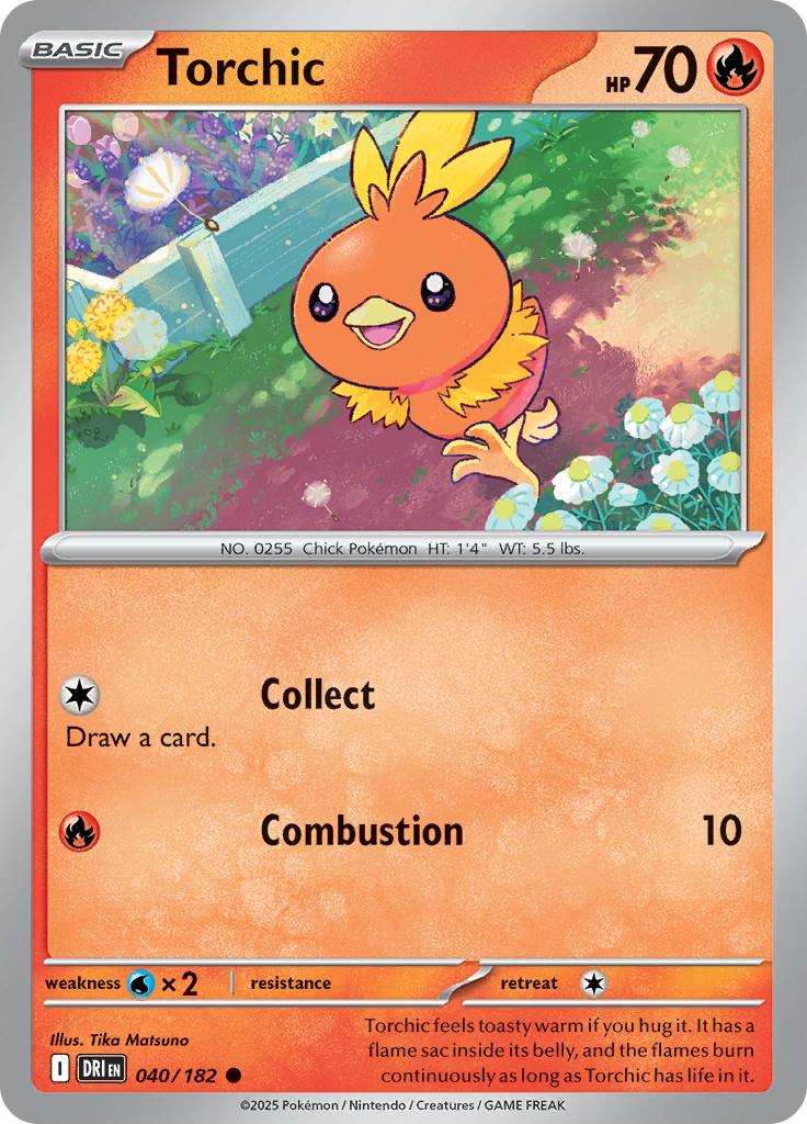 Pokémon-kaart Torchic 040/182 Common uit de set Destined Rivals