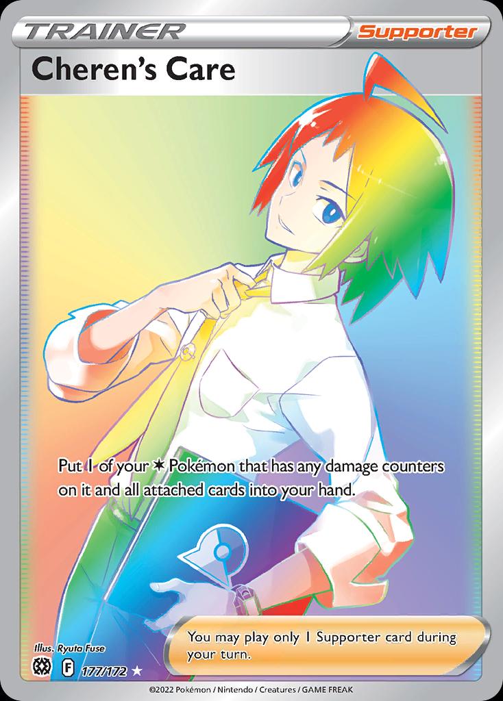 Pokémon-kaart Cheren's Care 177/172 Secret Rare uit de set Brilliant Stars