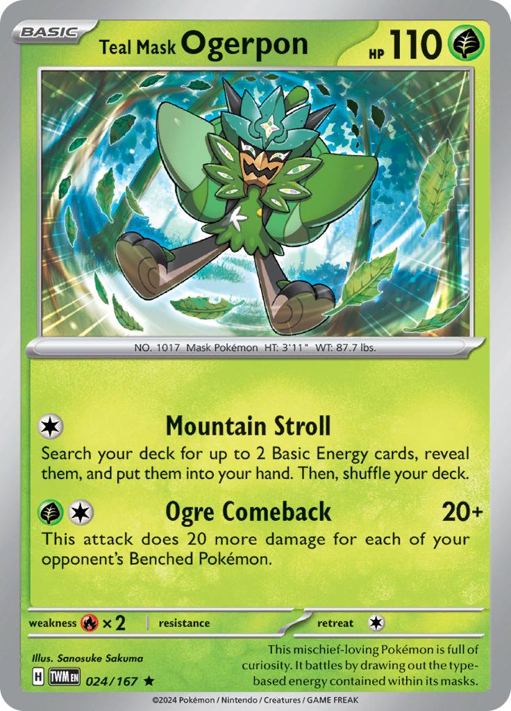 Pokémon-kaart Teal Mask Ogerpon 024/167 Rare uit de set Twilight Masquerade