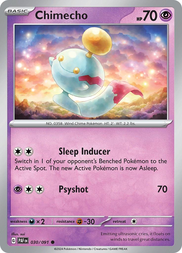 Pokémon-kaart Chimecho 030/091 Common uit de set Paldean Fates