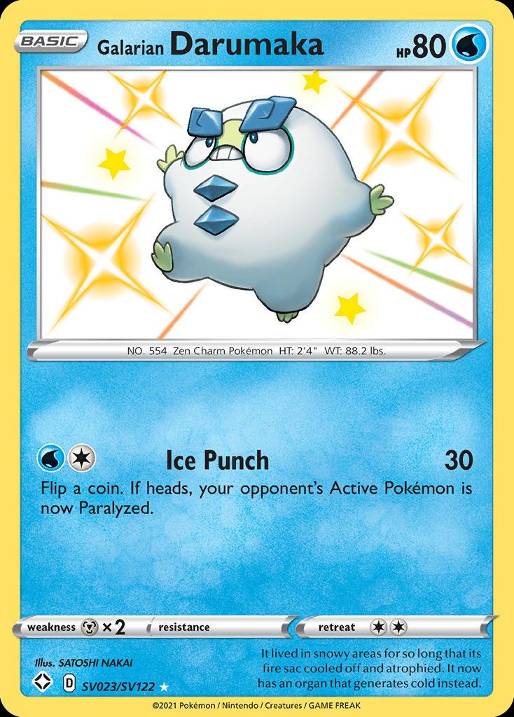 Pokémon-kaart Galarian Darumaka SV023/SV122 Secret Rare uit de set Shining Fates
