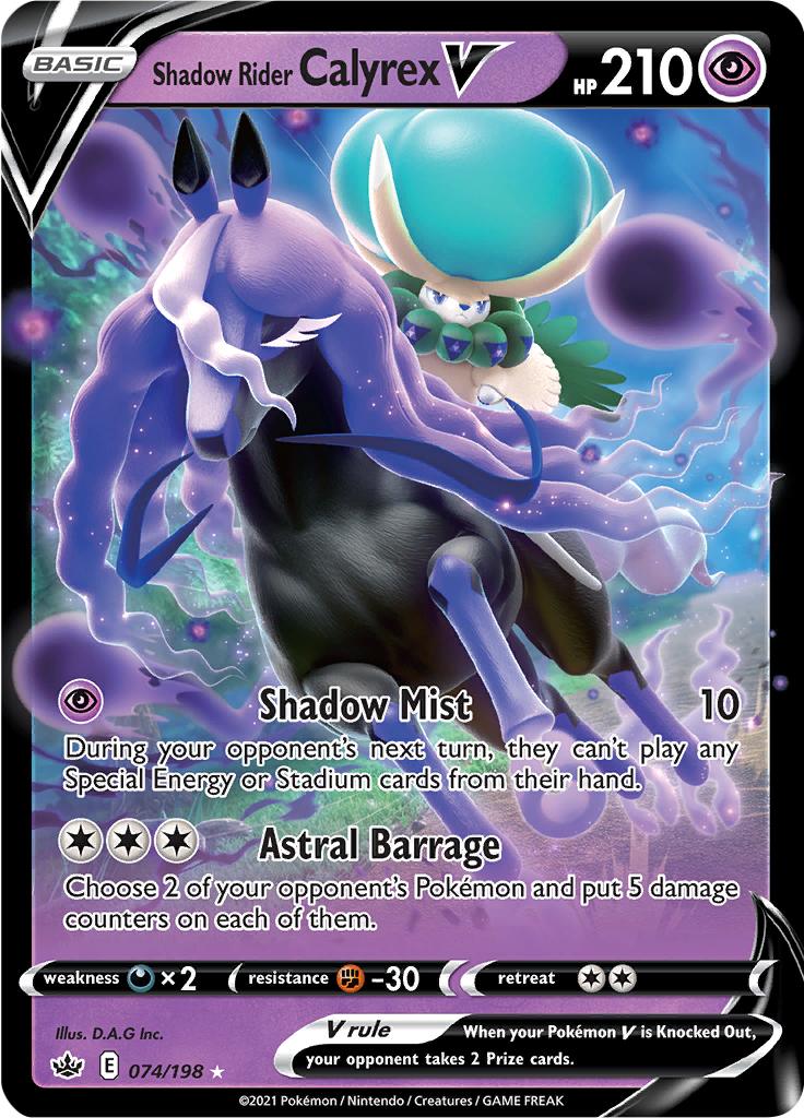 Pokémon-kaart Shadow Rider Calyrex V 074/198 Ultra Rare uit de set Chilling Reign Immagine principale del prodotto