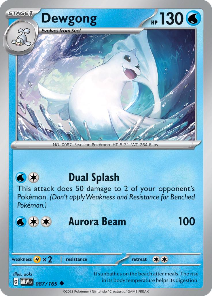 Pokémon-kaart Dewgong 087/165 Uncommon uit de set 151