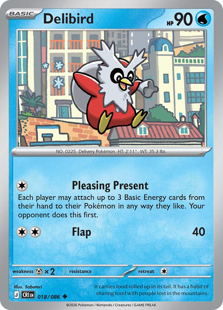 Pokémon-kaart Delibird 018/086 Uncommon uit de set Chaos Rising