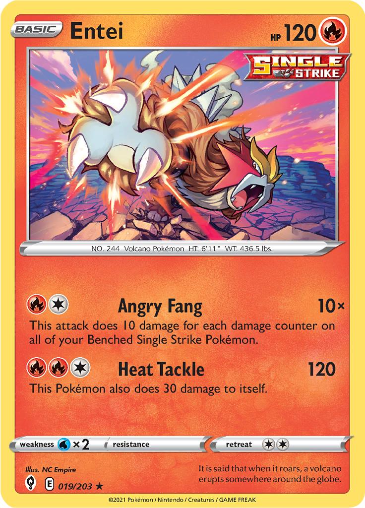 Pokémon-kaart Entei 019/203 Holo Rare uit de set Evolving Skies Image principale du produit