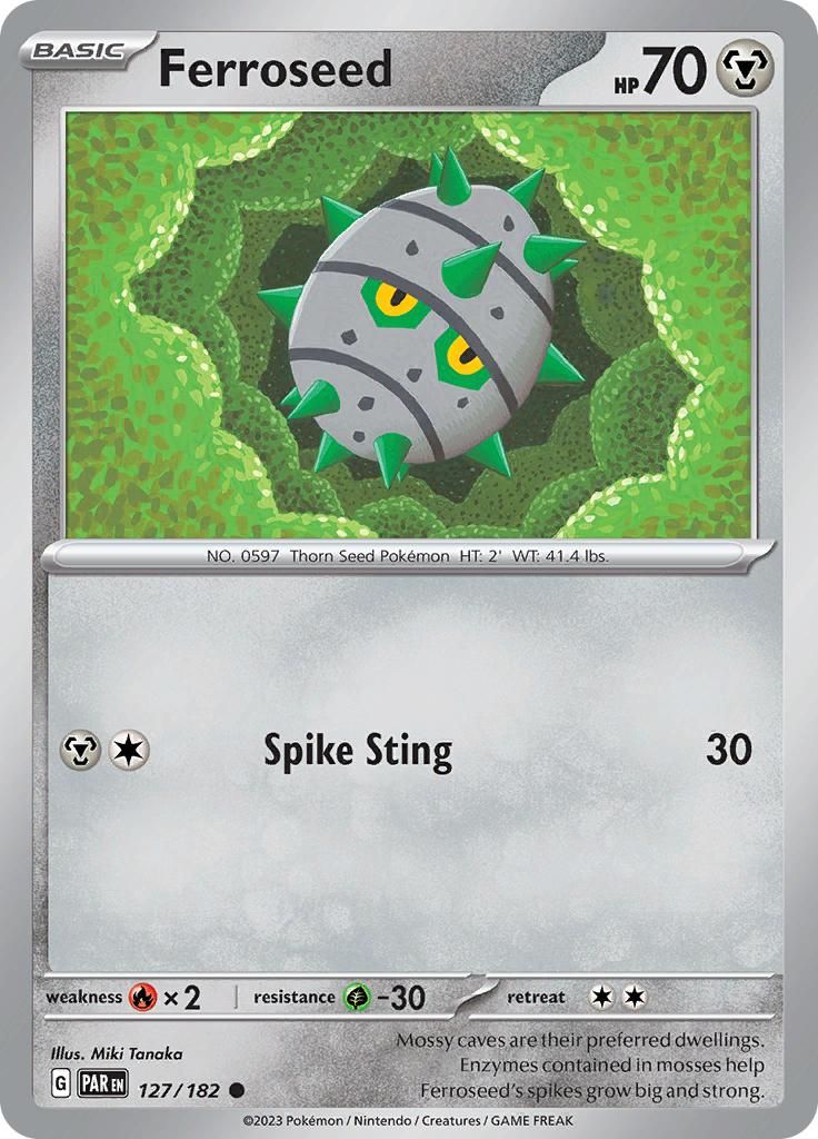 Pokémon-kaart Ferroseed 127/182 Common uit de set Paradox Rift