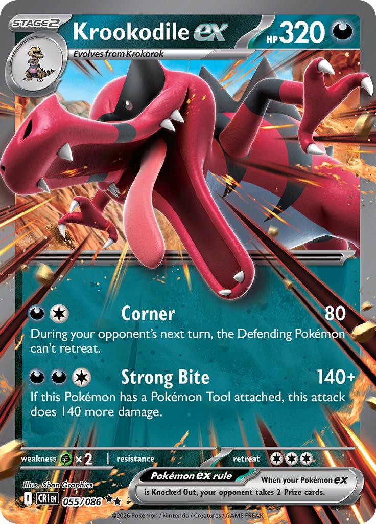 Pokémon-kaart Krookodile ex 055/086 Double Rare uit de set Chaos Rising