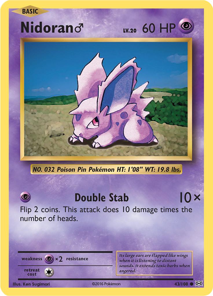 Pokémon-kaart Nidoran♂ 43/108 Common uit de set Evolutions