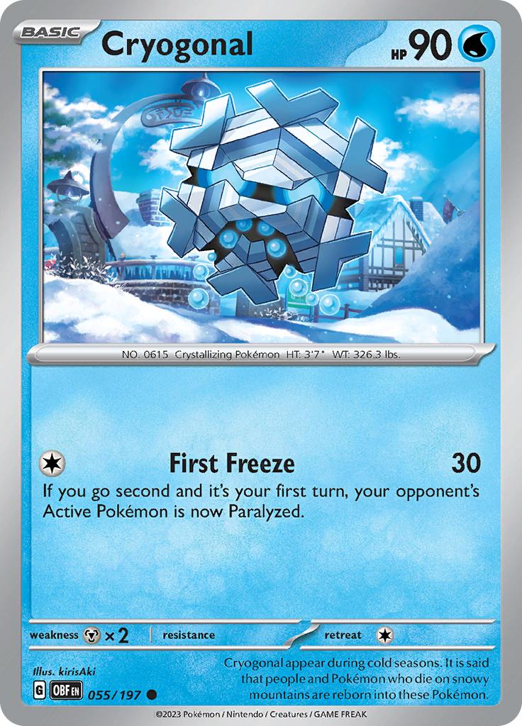 Pokémon-kaart Cryogonal 055/197 Common uit de set Obsidian Flames