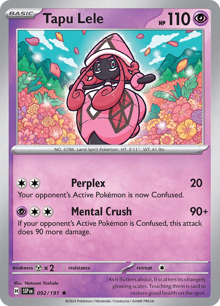 Pokémon-kaart Tapu Lele 092/191 Rare uit de set Surging Sparks