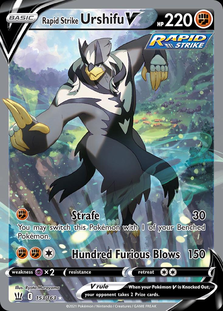 Pokémon-kaart Rapid Strike Urshifu V 153/163 Ultra Rare uit de set Battle Styles