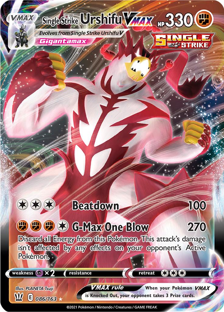 Pokémon-kaart Single Strike Urshifu VMAX 086/163 Ultra Rare uit de set Battle Styles
