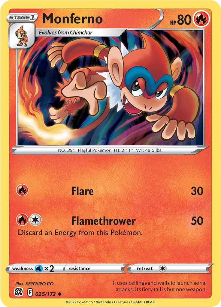Pokémon-kaart Monferno 025/172 Uncommon uit de set Brilliant Stars