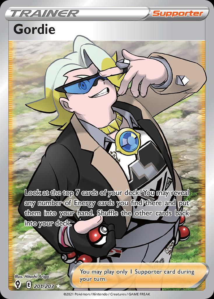 Pokémon-kaart Gordie 201/203 Ultra Rare uit de set Evolving Skies