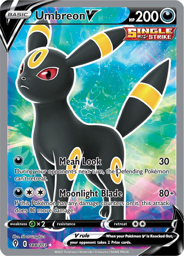 Pokémon-kaart Umbreon V 188 Ultra Rare uit de set Evolving Skies
