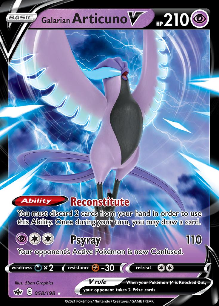 Pokémon-kaart Galarian Articuno V 058/198 Ultra Rare uit de set Chilling Reign Hoofdafbeelding