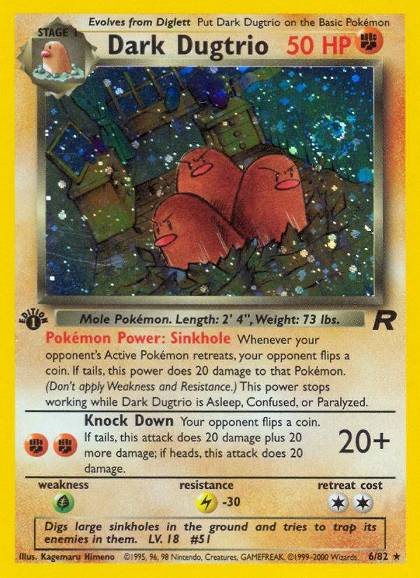 Pokémon-kaart Dark Dugtrio 6/82 Holo Rare uit de set Team Rocket Hoofdafbeelding