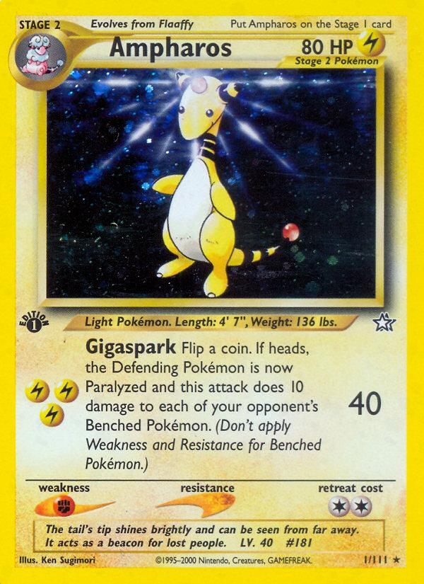 Pokémon-kaart Ampharos 1/111 Holo Rare uit de set Neo Genesis Image principale du produit