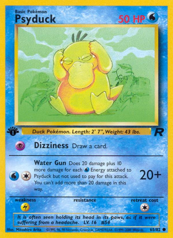 Pokémon-kaart Psyduck 65/82 Common uit de set Team Rocket Hoofdafbeelding