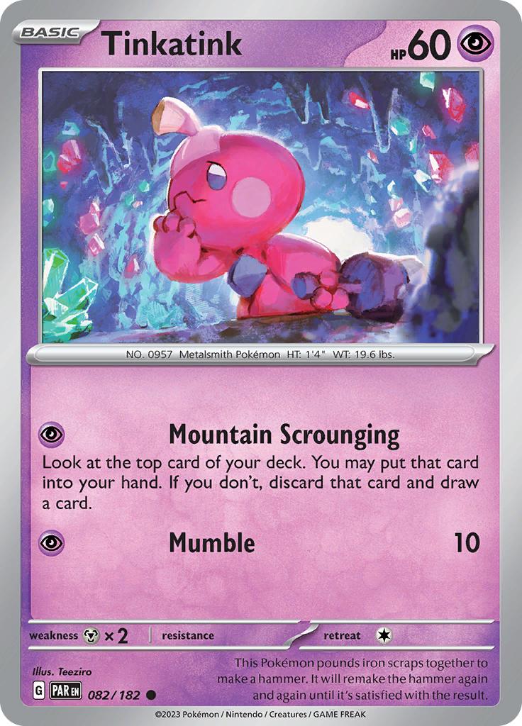 Pokémon-kaart Tinkatink 082/182 Common uit de set Paradox Rift