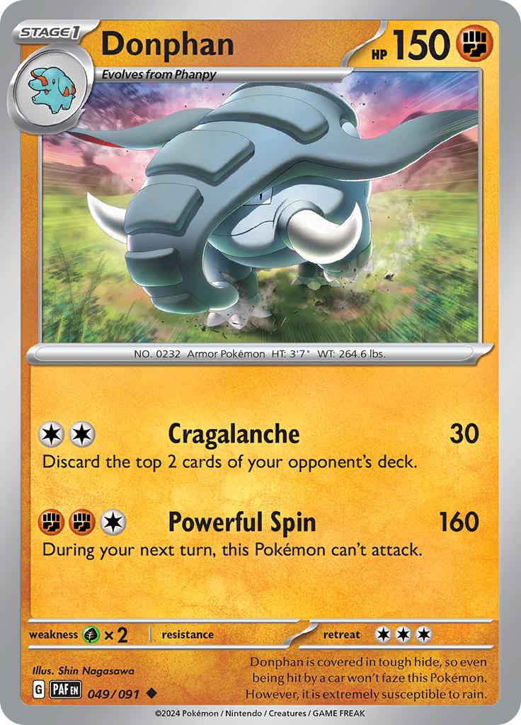 Pokémon-kaart Donphan 049/091 Uncommon uit de set Paldean Fates Hoofdafbeelding
