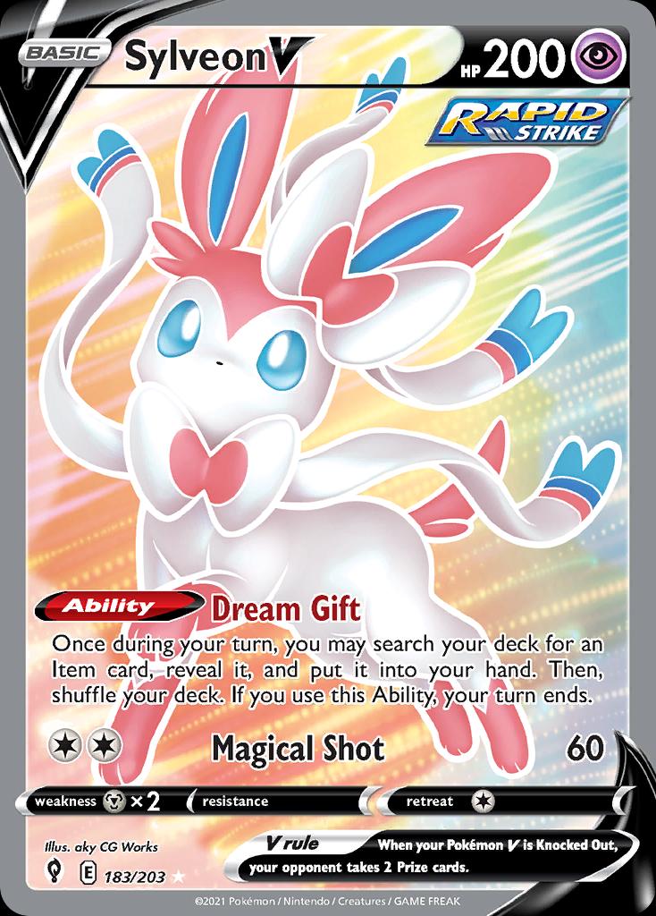 Pokémon-kaart Sylveon V 183/203 Ultra Rare uit de set Evolving Skies