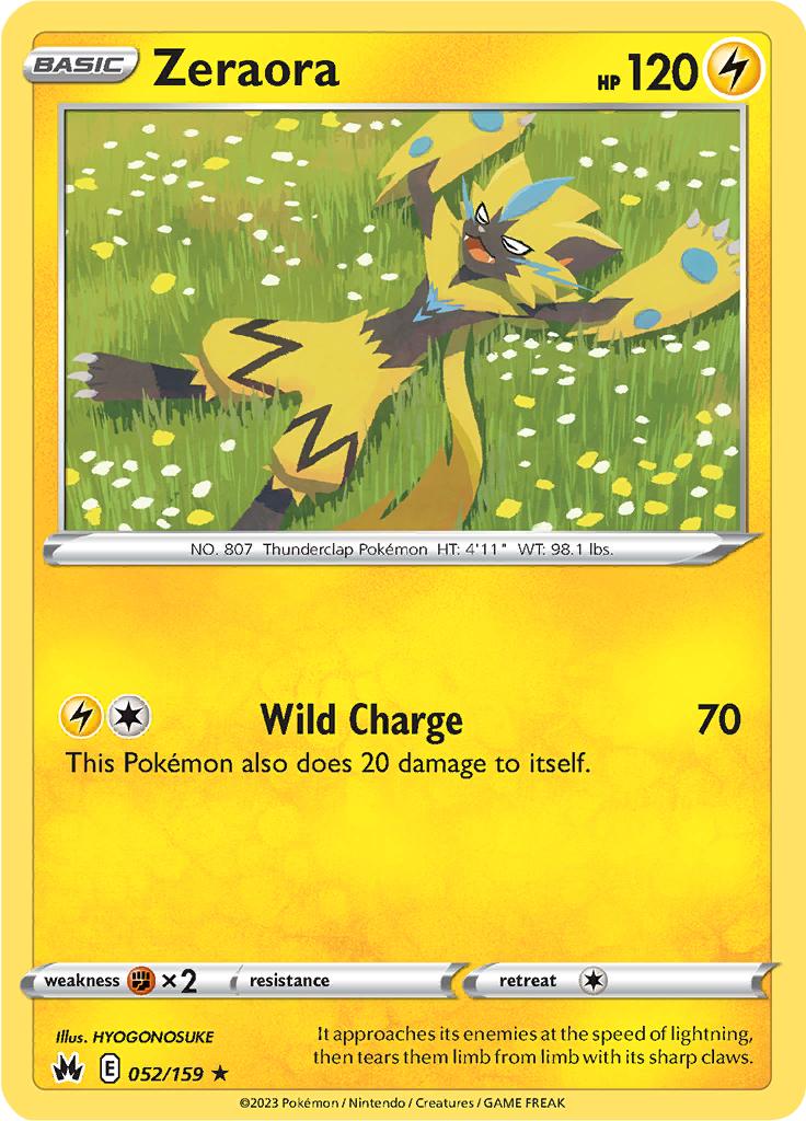 Pokémon-kaart Zeraora 052/159 Rare uit de set Crown Zenith
