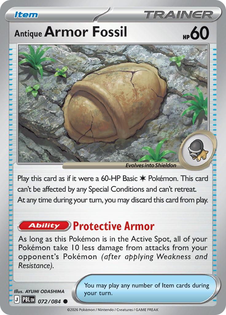 Pokémon-kaart Antique Armor Fossil 072/084 Common uit de set Pitch Black Immagine principale del prodotto