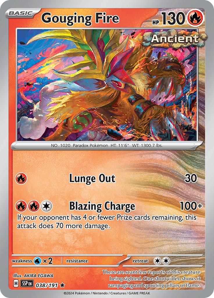 Pokémon-kaart Gouging Fire 038/191 Rare uit de set Surging Sparks
