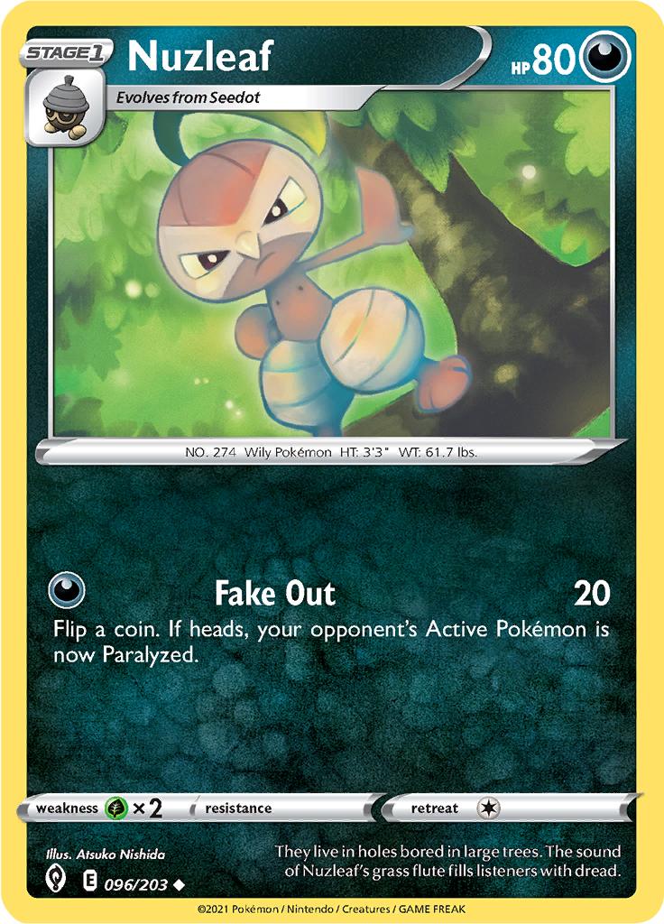 Pokémon-kaart Nuzleaf 096/203 Uncommon uit de set Evolving Skies
