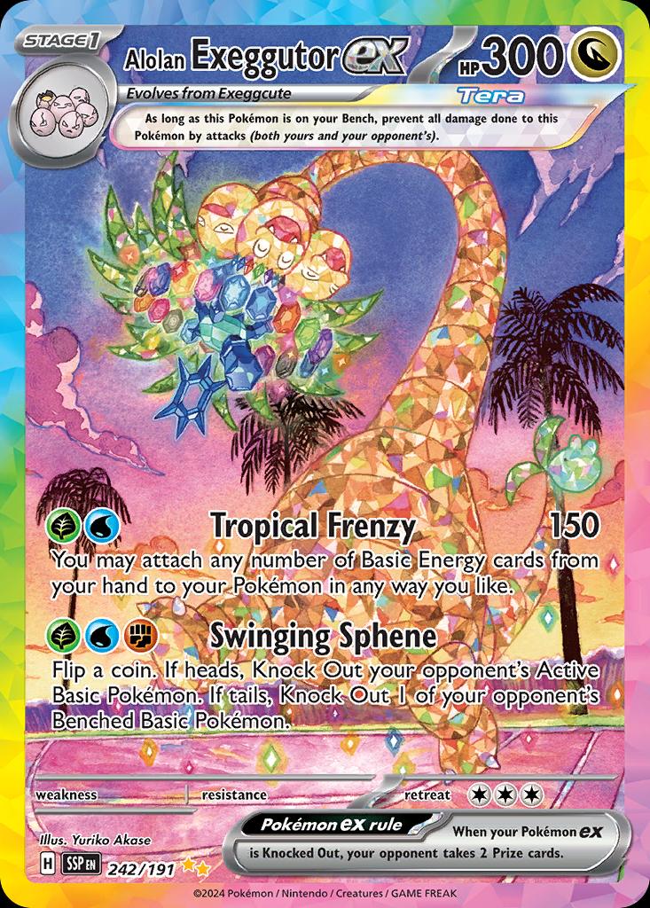 Pokémon-kaart Alolan Exeggutor ex 242/191 Special Illustration Rare uit de set Surging Sparks Imagen principal del producto