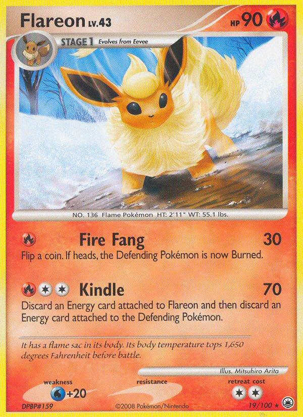 Pokémon-kaart Flareon 19/100 Rare uit de set Majestic Dawn Hoofdafbeelding