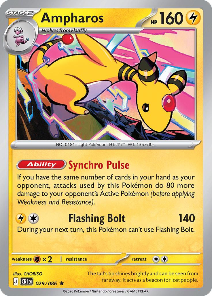 Pokémon-kaart Ampharos 029/086 Rare uit de set Chaos Rising Hoofdafbeelding