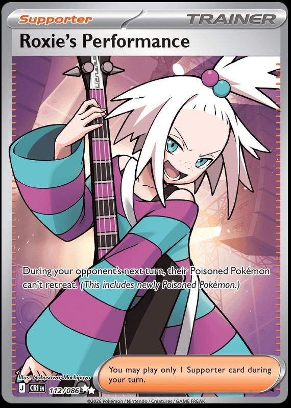 Pokémon-kaart Roxie's Performance 112/086 Ultra Rare uit de set Chaos Rising