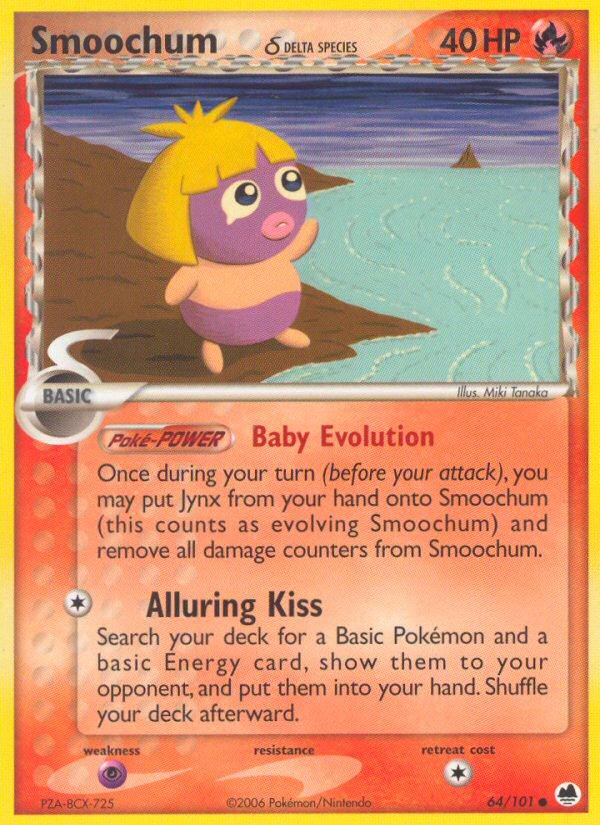 Pokémon-kaart Smoochum δ Delta Species 64/101 Common uit de set EX Dragon Frontiers Image principale du produit