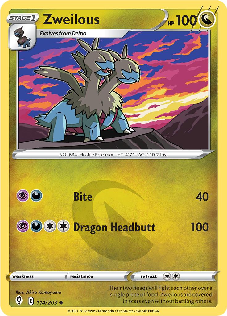 Pokémon-kaart Zweilous 114/203 Uncommon uit de set Evolving Skies