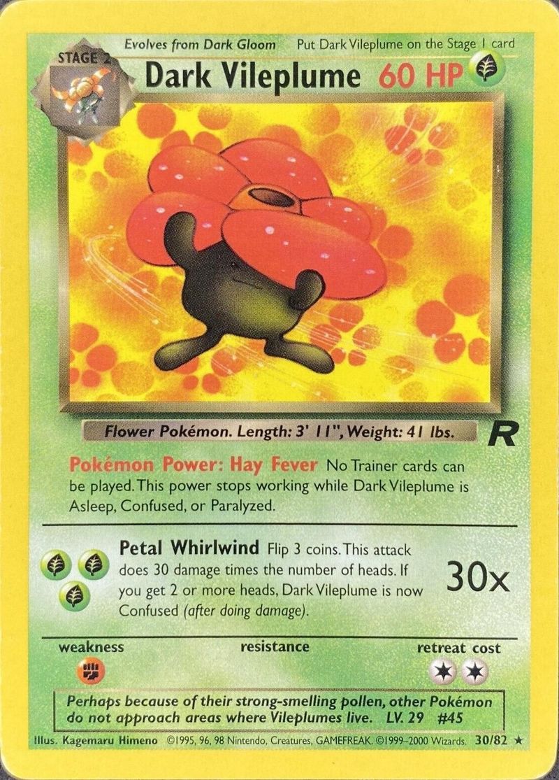 Pokémon-kaart Dark Vileplume 30/82 Rare uit de set Team Rocket Immagine principale del prodotto