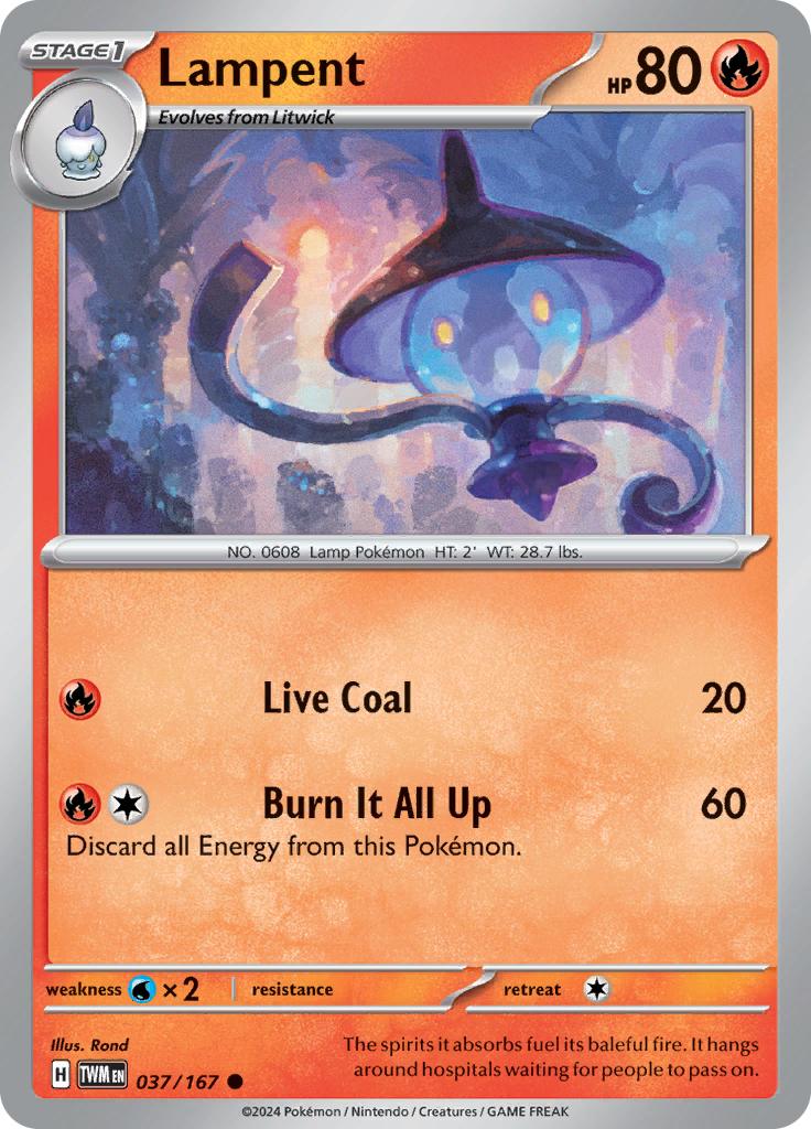Pokémon-kaart Lampent 037/167 Common uit de set Twilight Masquerade