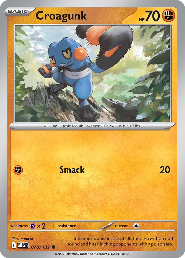 Pokémon-kaart Croagunk 078/132 Common uit de set Mega Evolution