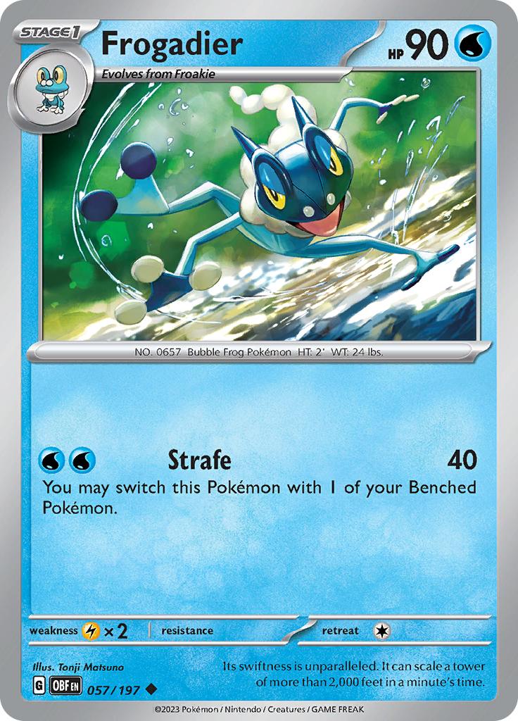 Pokémon-kaart Frogadier 057/197 Common uit de set Obsidian Flames