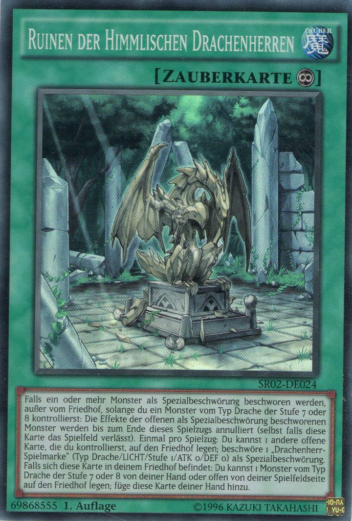 Yu-Gi-Oh!-kaart Ruins of the Divine Dragon Lords SR02-DE024 Super Rare uit Structure Deck: Rise of the True Dragons Hoofdafbeelding