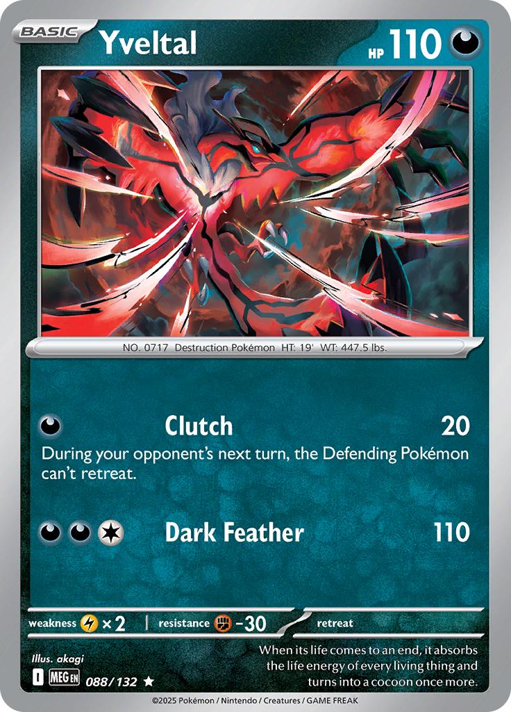 Pokémon-kaart Yveltal 088/132 Rare uit de set Mega Evolution