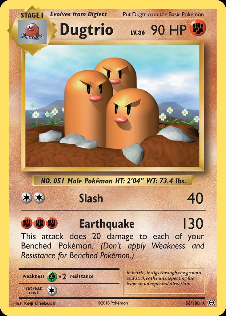 Pokémon-kaart Dugtrio 56/108 Rare uit de set Evolutions Hoofdafbeelding