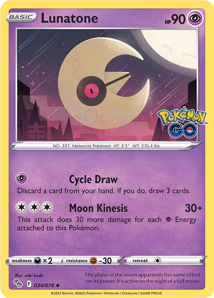 Pokémon-kaart Lunatone 034/078 Uncommon uit de set Pokémon GO
