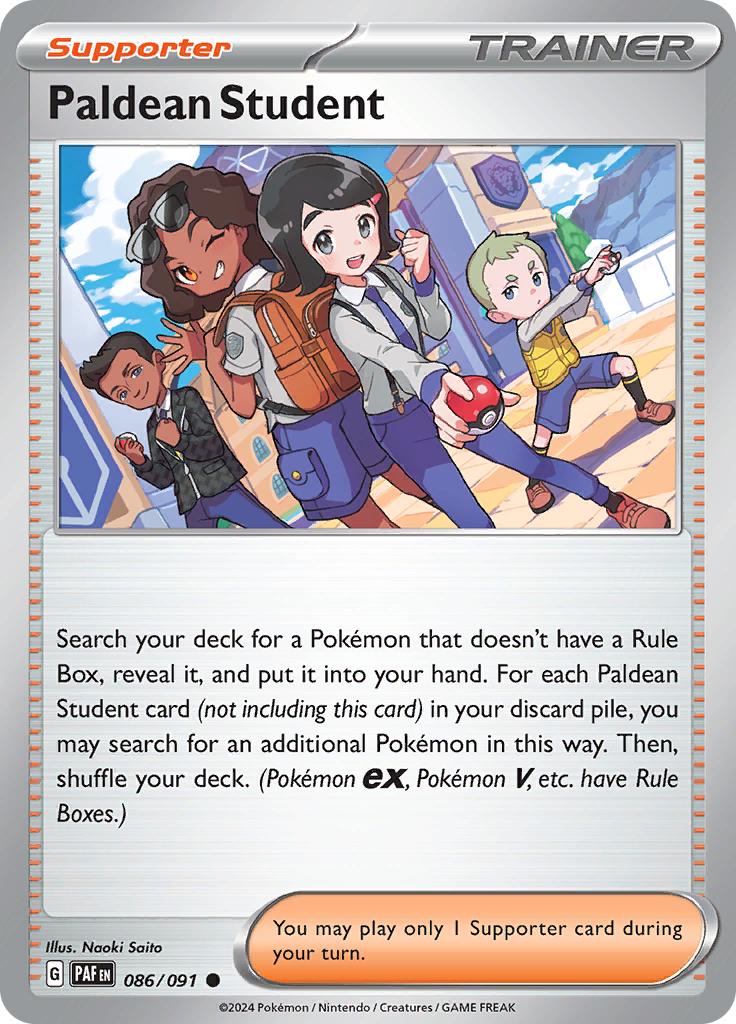 Pokémon-kaart Paldean Student 086/091 Common uit de set Paldean Fates
