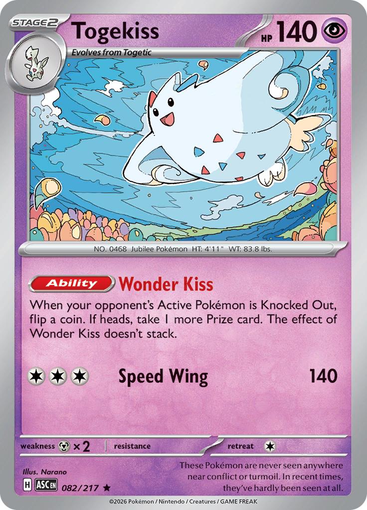 Pokémon-kaart Togekiss 082/217 Rare uit de set Ascended Heroes Main image
