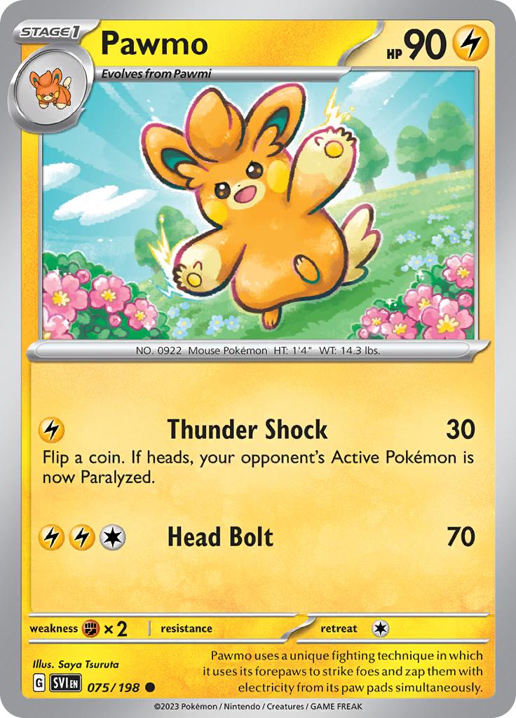 Pokémon-kaart Pawmo 075/198 Common uit de set Scarlet & Violet