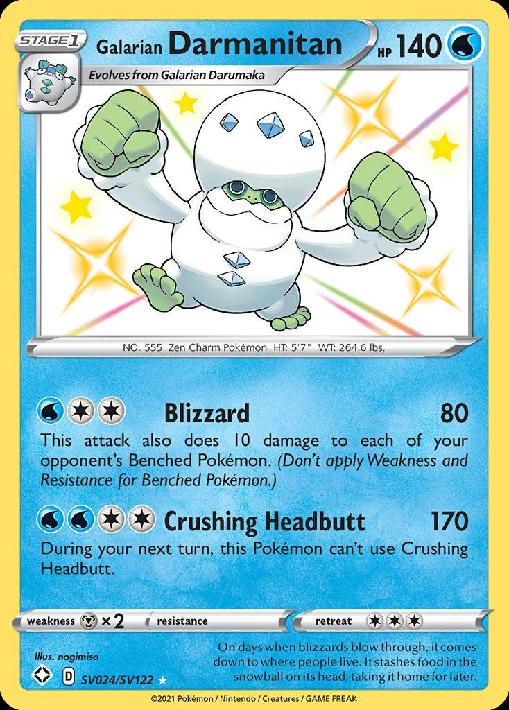 Pokémon-kaart Galarian Darmanitan SV024/SV122 Secret Rare uit de set Shining Fates